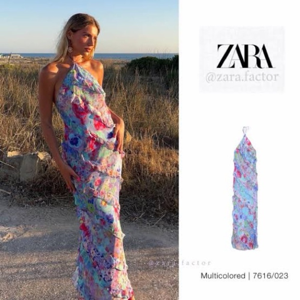 ZARA | PRINTED RUFFLED DRESS - Picture 4 of 5